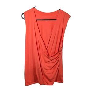 Soft Surroundings Tank Top Sleeveless Shirt Faux Wrap Blouse Women Size 1X Coral